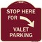 Signmission Stop Here for Valet Parking Right Arrow Heavy-Gauge Aluminum Sign, 18" x 18", BU-1818-22853 A-DES-BU-1818-22853 - alternate 1